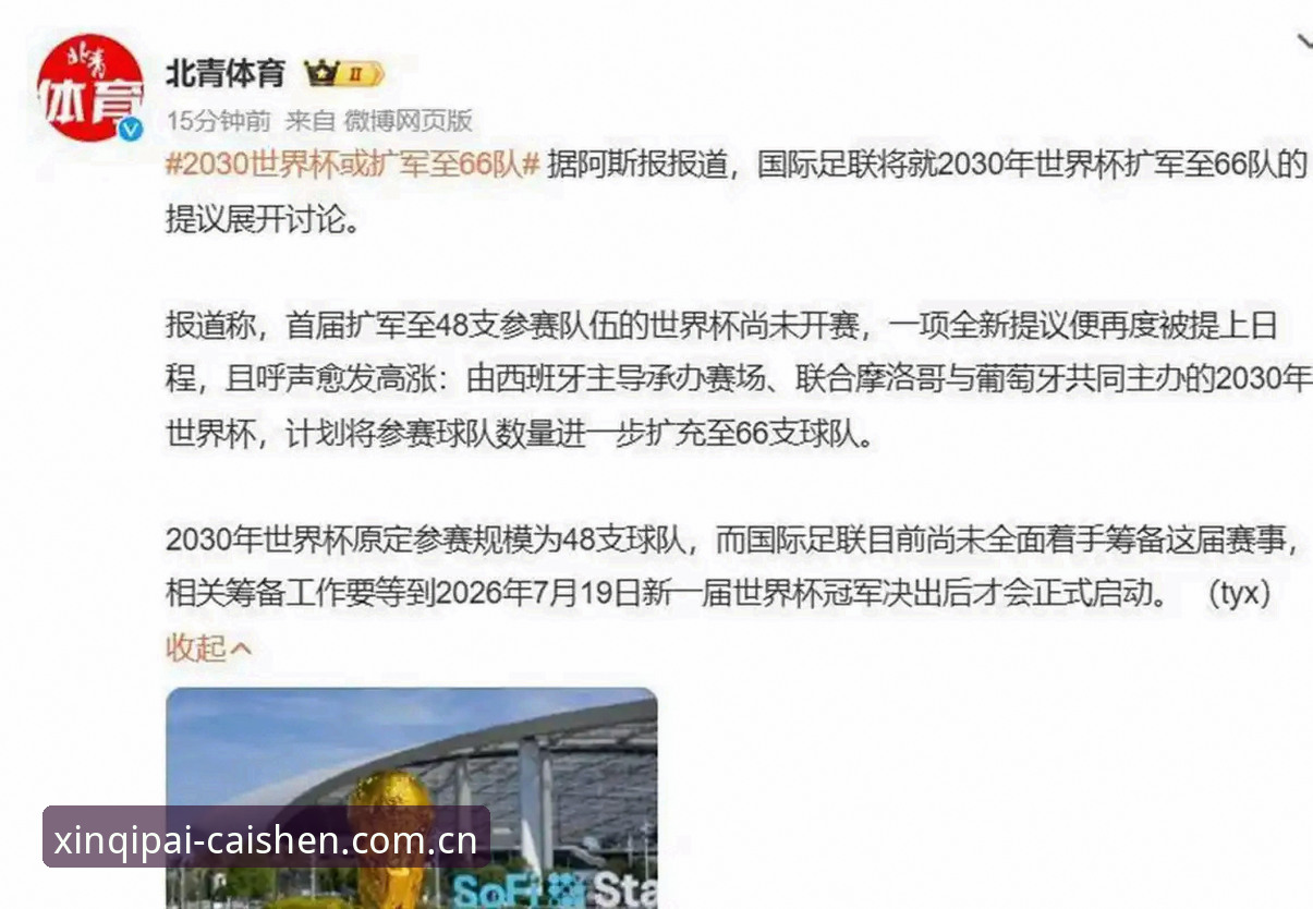 2030年世界杯扩军至66队全面解析：中国男足迎来历史性机遇与财神到棋牌用户的独特视角
