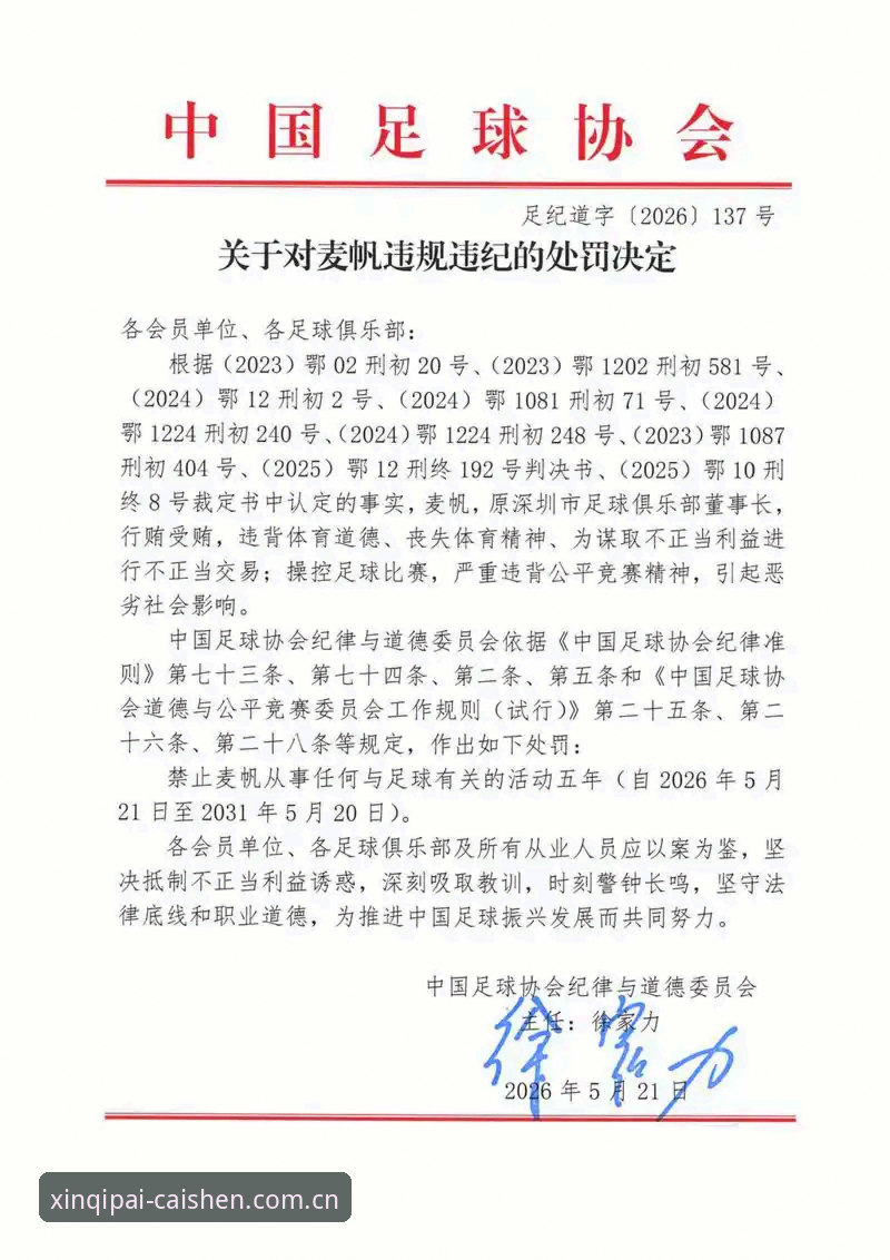足协第三批禁足名单最新动态：65人受罚，财神到棋牌用户热议行业整顿